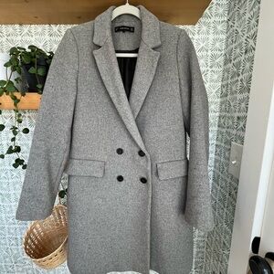 Gray Double-Breasted Women's Coat